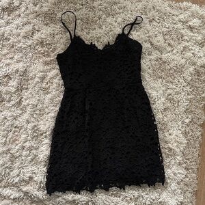 Blue Rain Black Lace Mini Dress